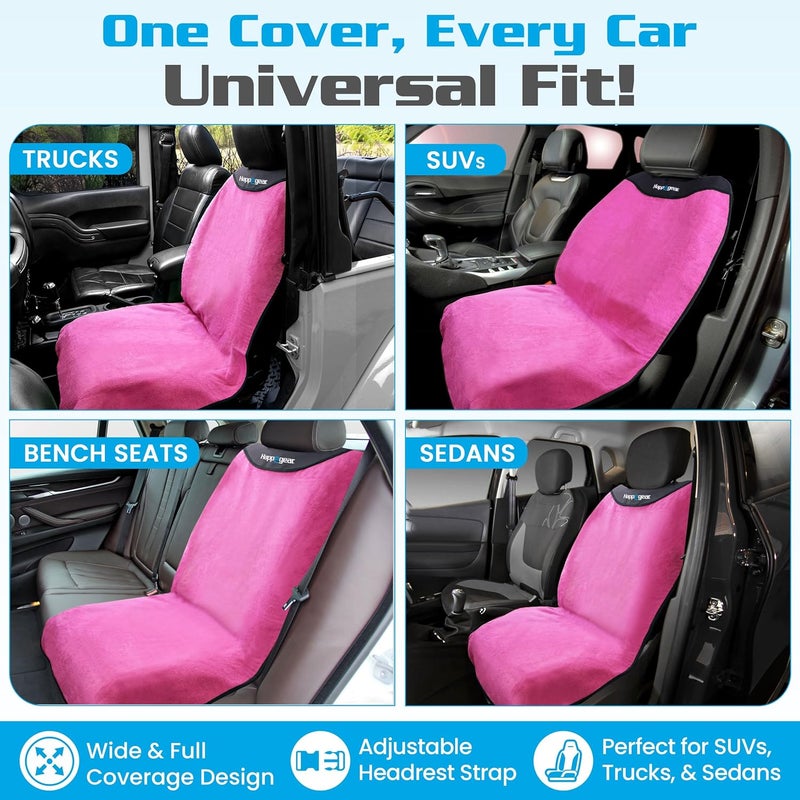 HAPPEGEAR Happeseat Waterproof Car Seat Cover & Protector – Universal Fit Car Seat Towel Cover – Non-Slip Backing, Easy Install & Storage, Machine Washable, Fits Front & Back, Pink - Image 4
